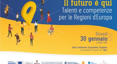 “Il futuro è qui: talenti e competenze per le regioni d’Europa”, in programma a Bari il 30 gennaio