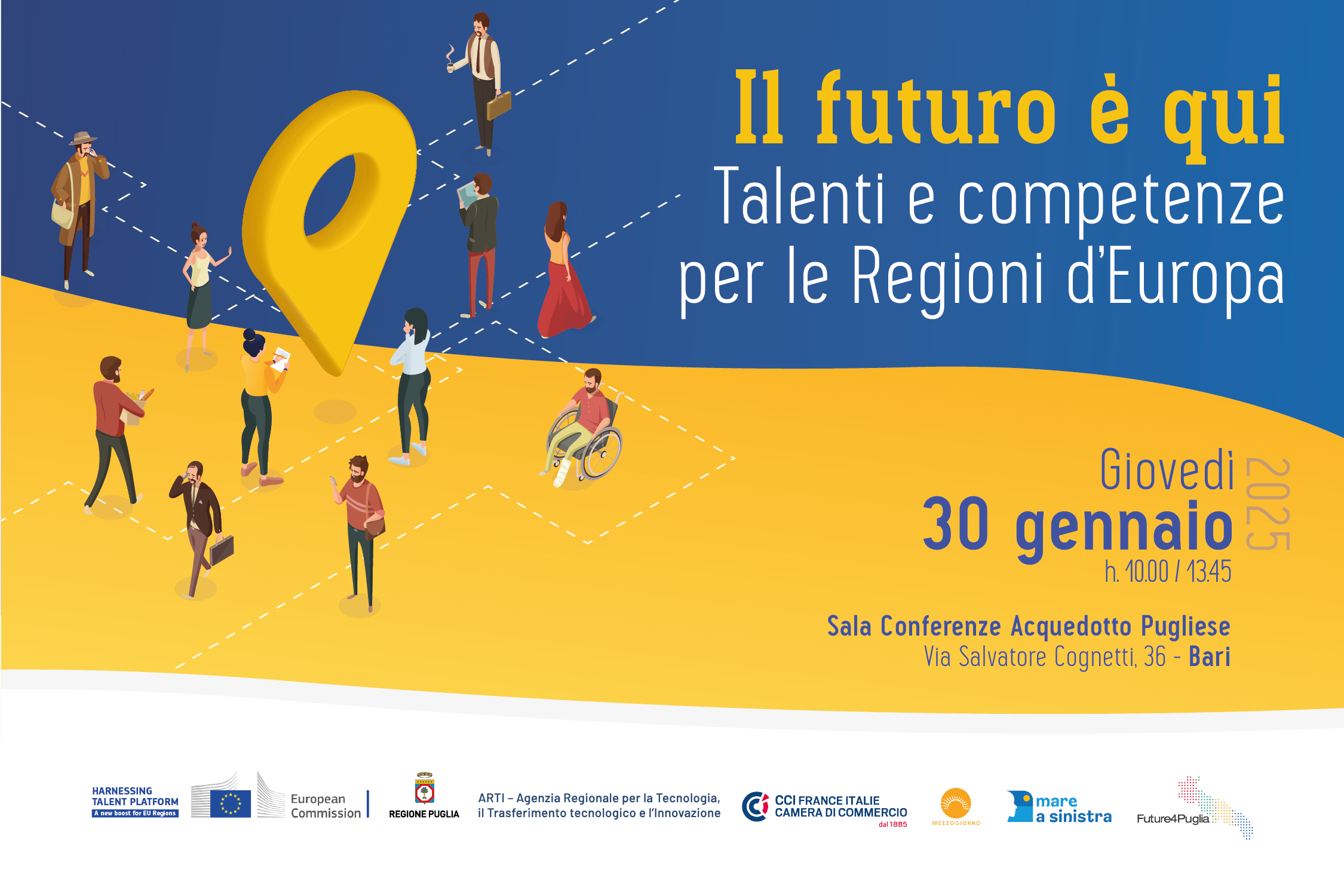 “Il futuro è qui: talenti e competenze per le regioni d’Europa”, in programma a Bari il 30 gennaio