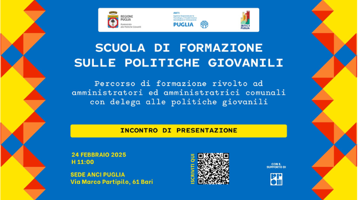 Scuola di Formazione sulle Politiche Giovanili in Puglia, il 24 febbraio la presentazione